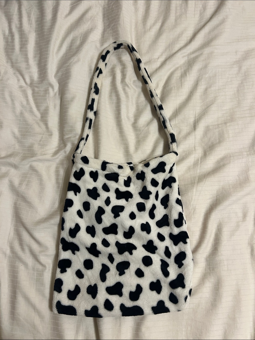 Amazon Black and White Faux Fur Spot Tote